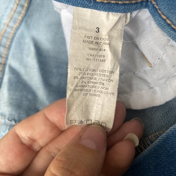 Garage High Rise Skinny Distressed Fringe Hem Denim Blue Jeans Size 3 - Picture 7 of 7